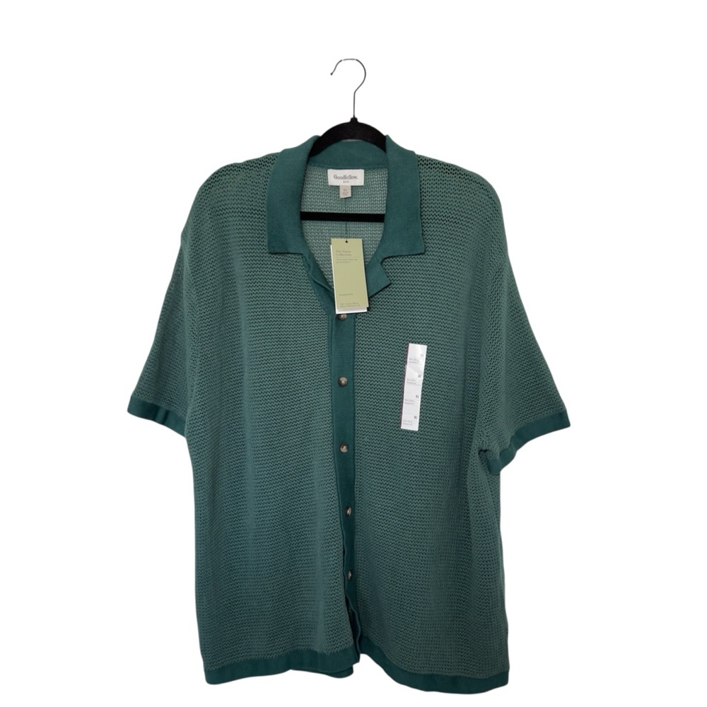Goodfellow & Co XL Men’s Green Vacation Open Knit Short Sleeve Polo Shirt